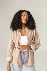 London Faux Leather Shacket, alternate, color, Taupe