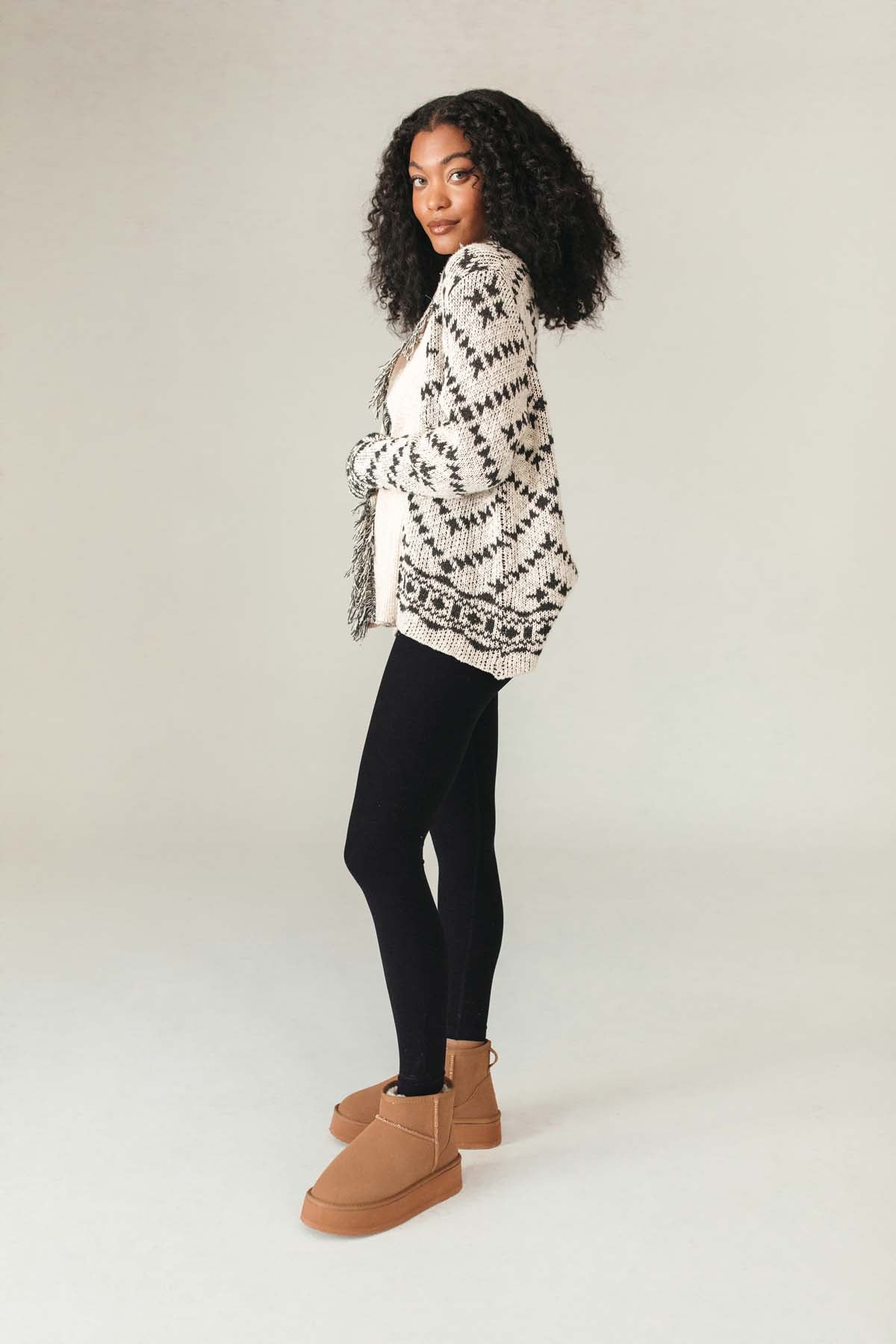 Khloe Sweater Cardigan, alternate, color, Ivory/Black