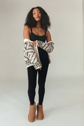 Khloe Sweater Cardigan, alternate, color, Ivory/Black