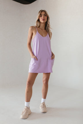 Sporty Lavender Romper Dress, alternate, color, Lavender
