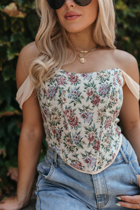 Floral Corset Top, alternate, color, Blush