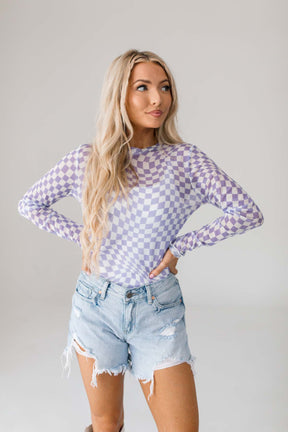 Checkered Lilac Top, alternate, color, Lilac