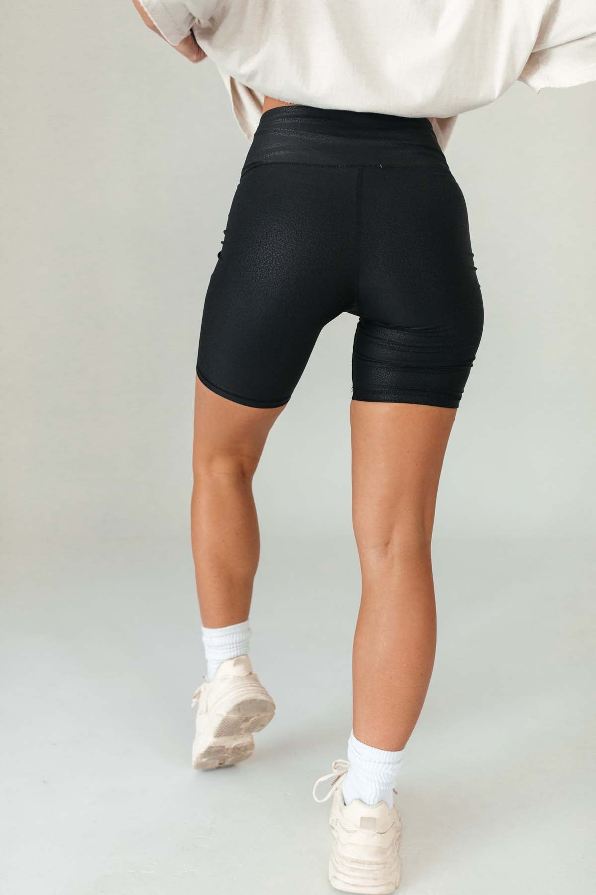 Delaney Faux Leather Biker Shorts, alternate, color, Black