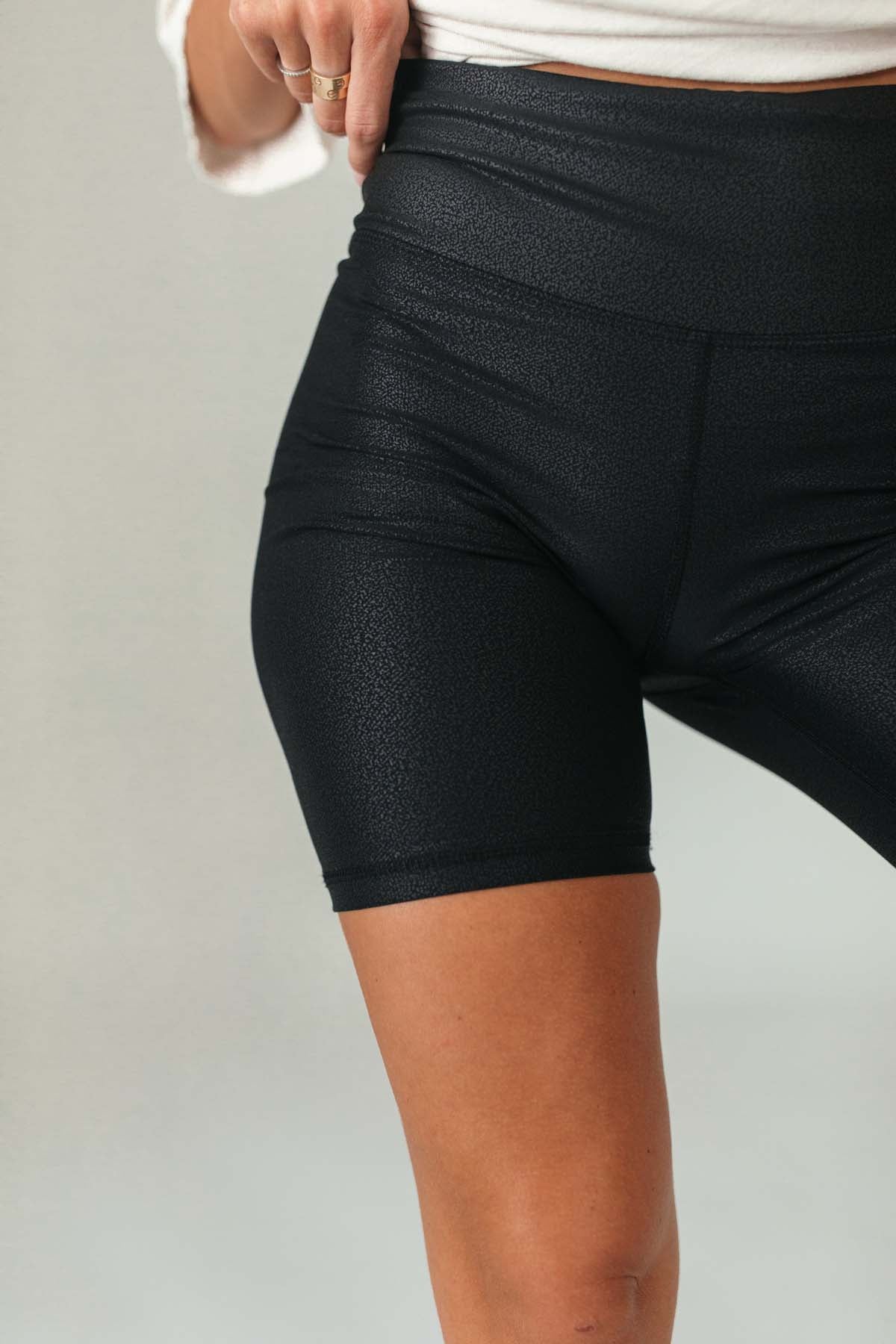 Delaney Faux Leather Biker Shorts, alternate, color, Black