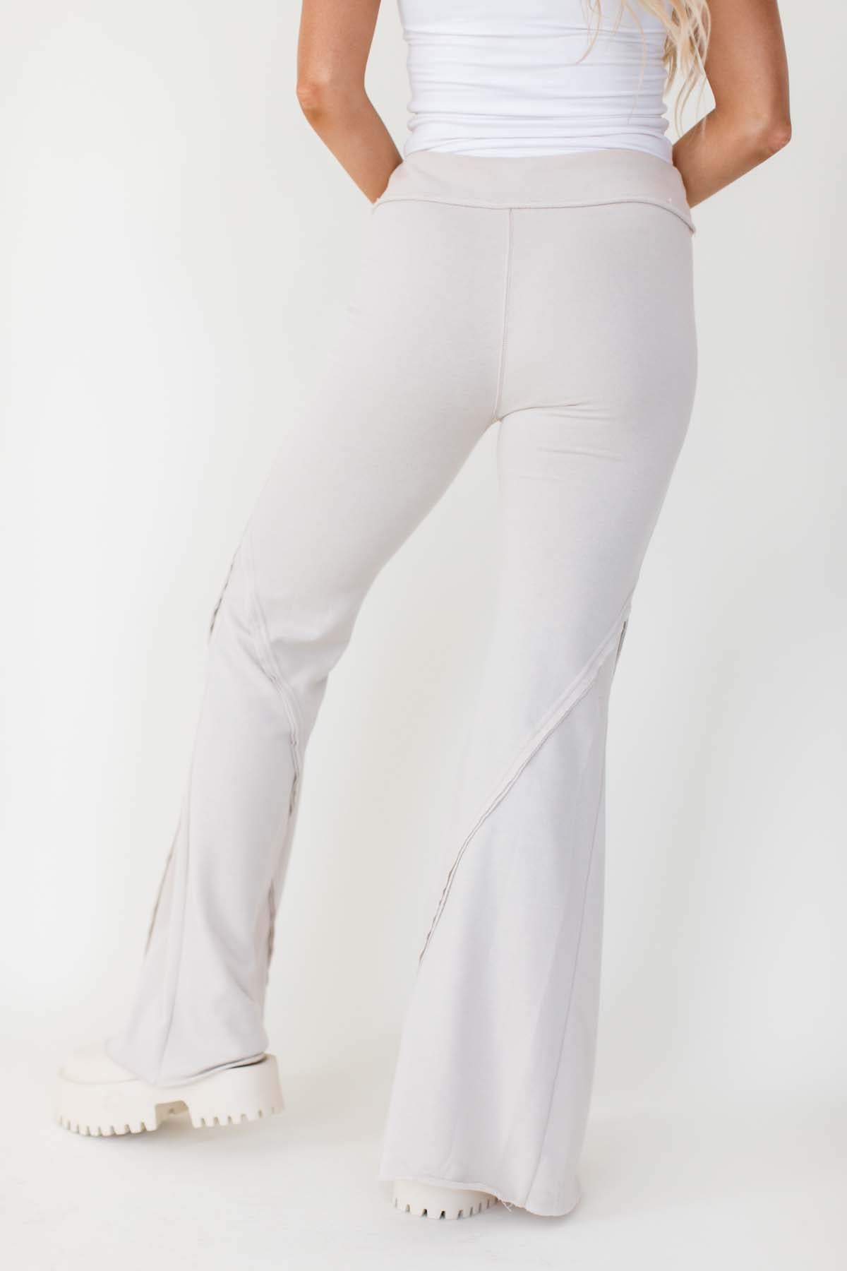 Flared Taupe Lounge Pants, alternate, color, Taupe