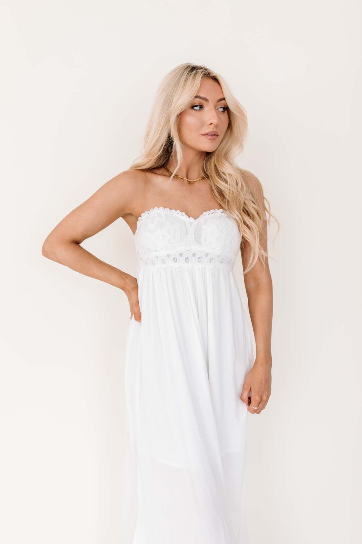 Lacey Strapless Maxi, alternate, color, White