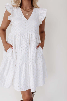 Clara Eyelet Floral Dress, alternate, color, White