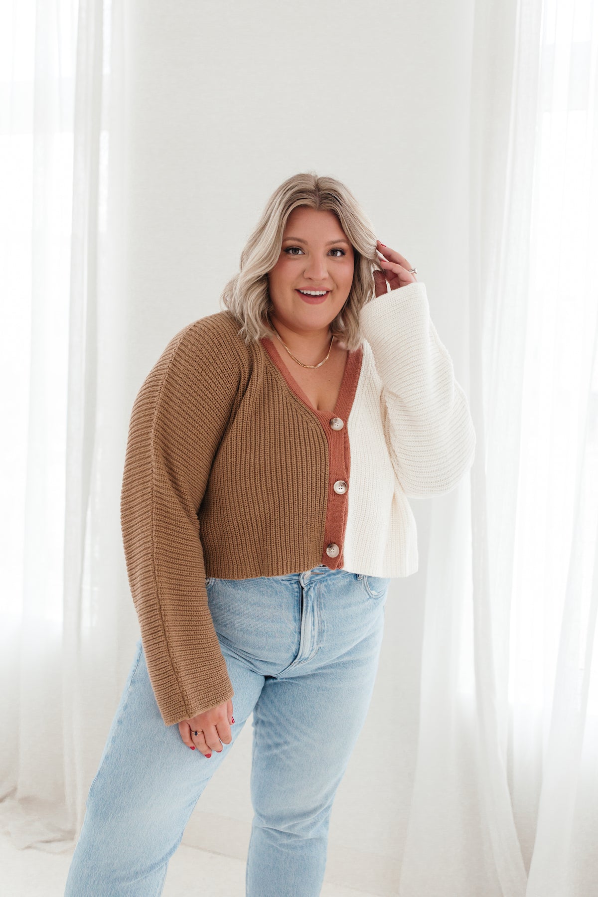 Taylor Two-Tone Cropped Cardigan - FINAL SALE