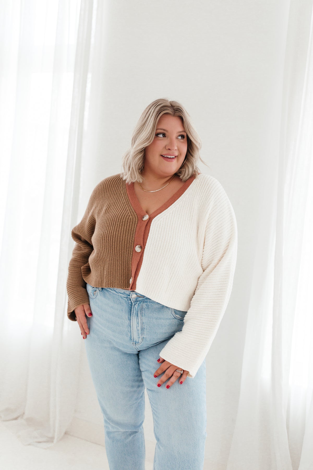 Taylor Two-Tone Cropped Cardigan - FINAL SALE