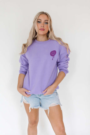 Lilac Smiley Sweatshirt, alternate, color, Lilac