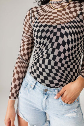 Checkered Black Top, alternate, color, Black