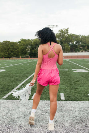 Varsity Pink Romper, alternate, color, Pink