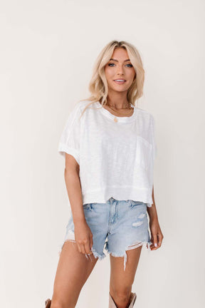 Kaeli White Pocketed Tee, alternate, color, White