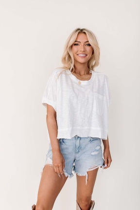 Kaeli White Pocketed Tee, alternate, color, White