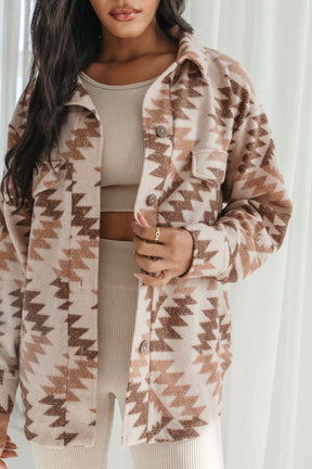 Faith Taupe Aztec Shacket, Alternate, Color, Taupe