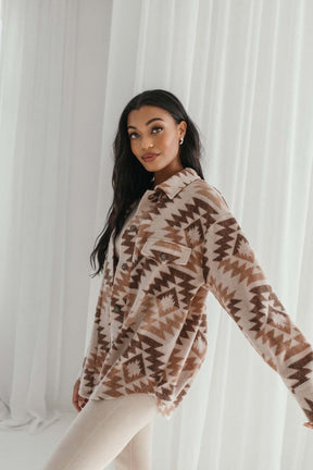 Faith Taupe Aztec Shacket, Alternate, Color, Taupe