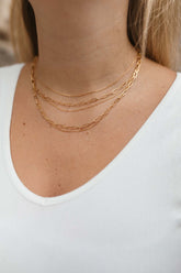 Paperclip Layered Necklace, alternate, color, Gold