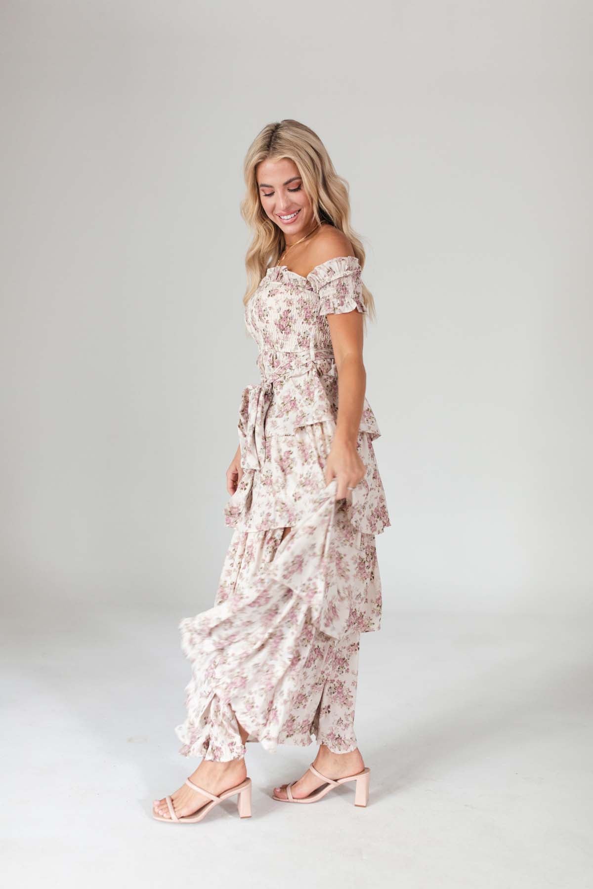 Isabelle Floral Midi, Alternate, Color, Taupe