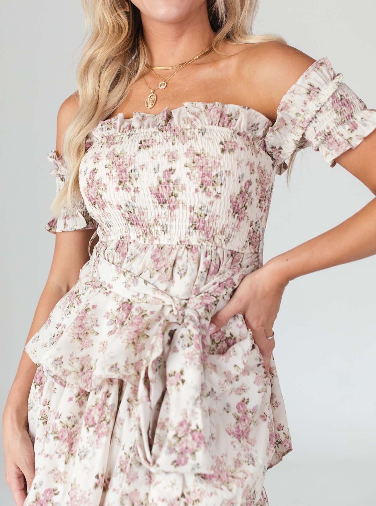 Isabelle Floral Midi, Alternate, Color, Taupe