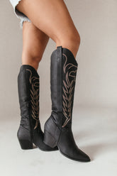 Postie Western Black Boots, alternate, color, Black