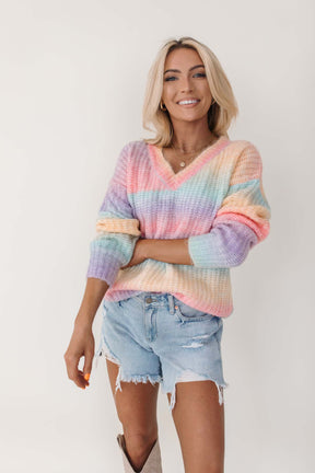 Rainbow Lightweight Sweater, alternate, color, Rainbow