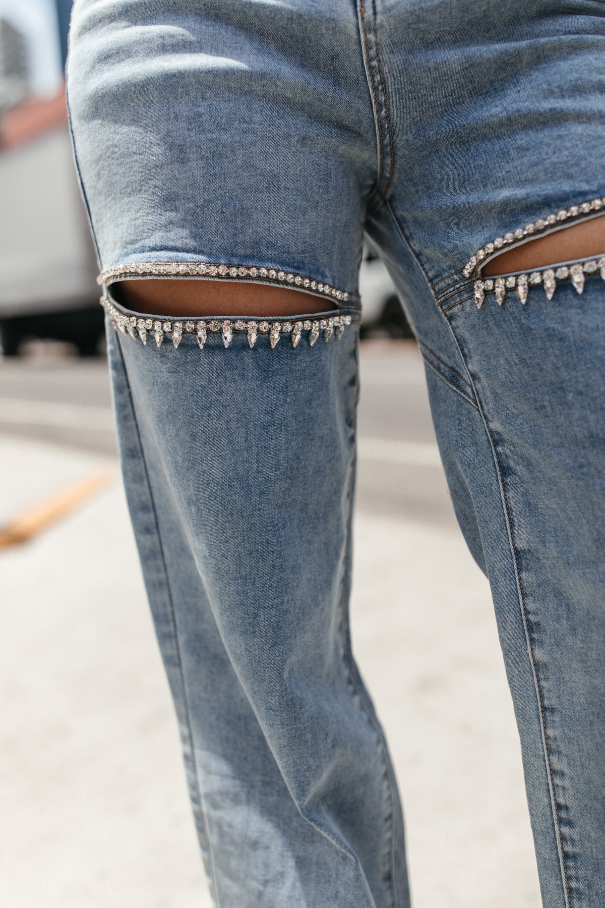 Kori Rhinestone Jeans, alternate, color, Denim