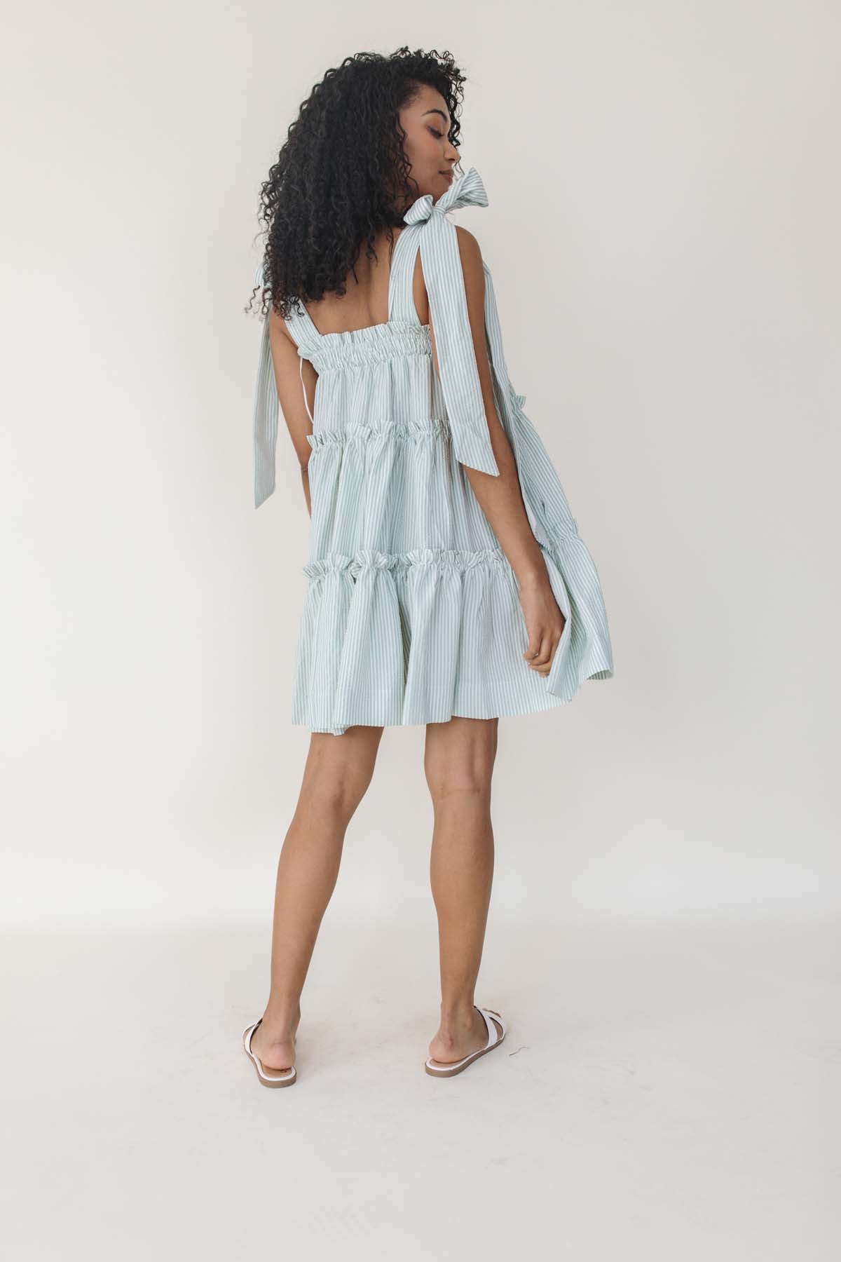 Sage Striped Dress, alternate, color, Sage