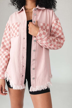 McKinley Rose Checkered Shacket, alternate, color, Rose