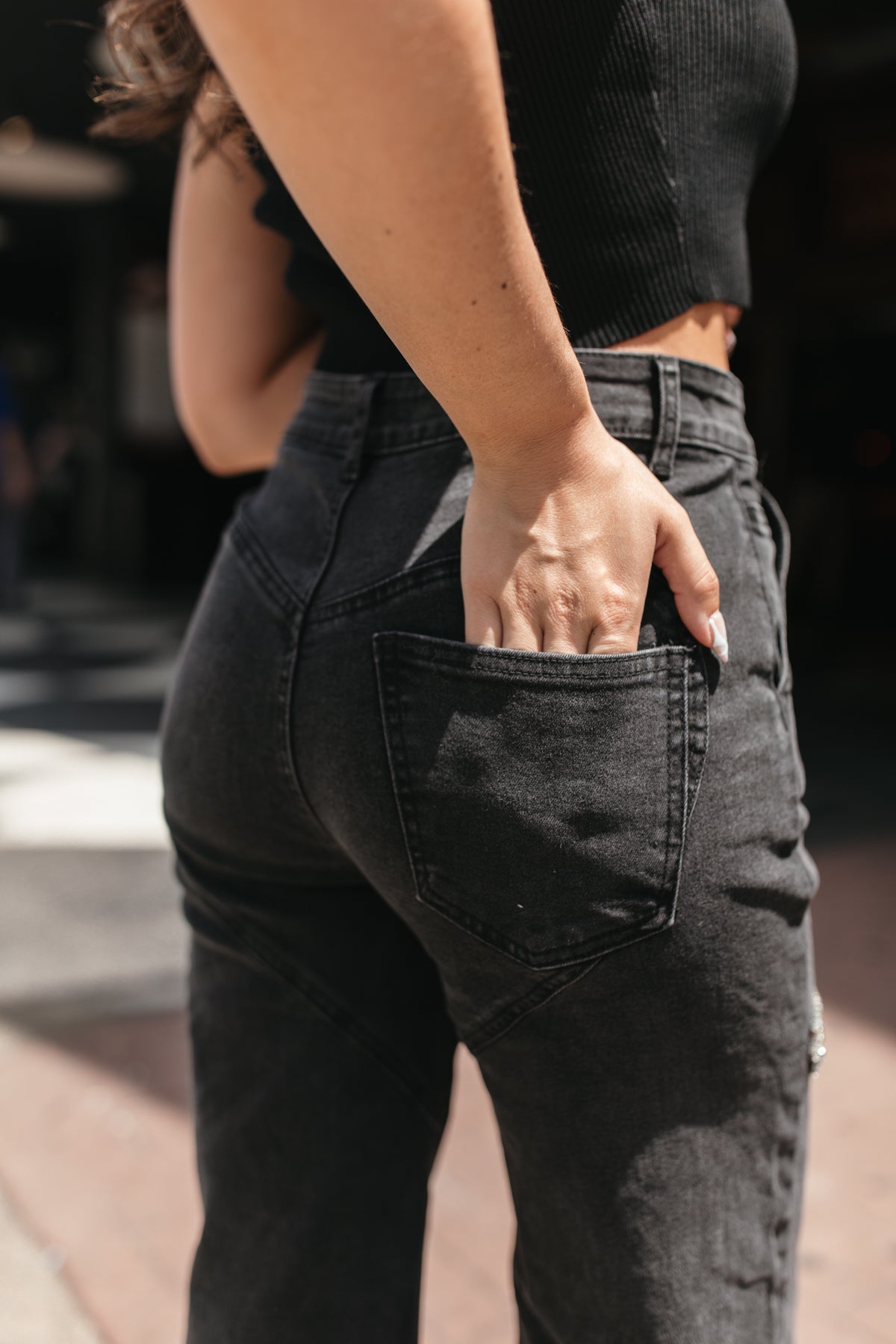 Kori Black Studded Jeans, alternate, color, Black Denim
