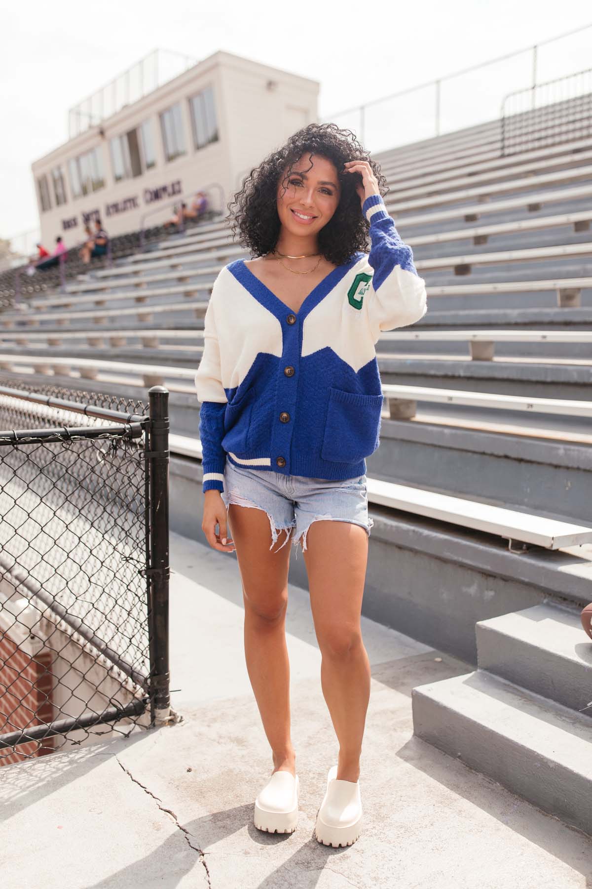 Laguna Blue Rib Knit Smocked Waist Shorts