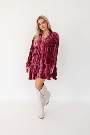 Kensley Button Down Dress, Alternate, Color, Burgundy