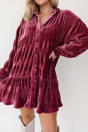 Kensley Button Down Dress, Alternate, Color, Burgundy