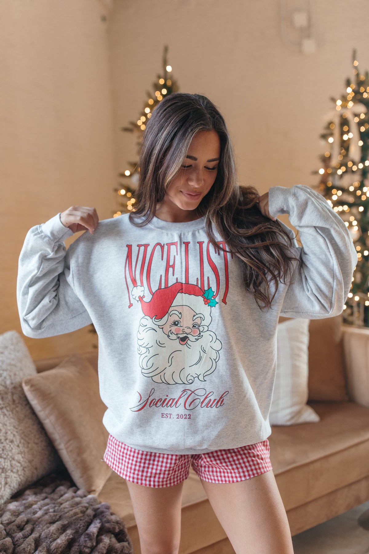 Nice List Sweatshirt, alternate, color, Light Heather Gray