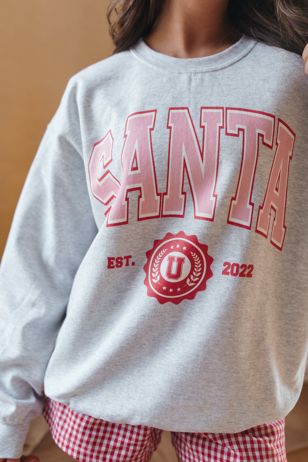 Santa University Sweatshirt, alternate, color, Light Heather Gray