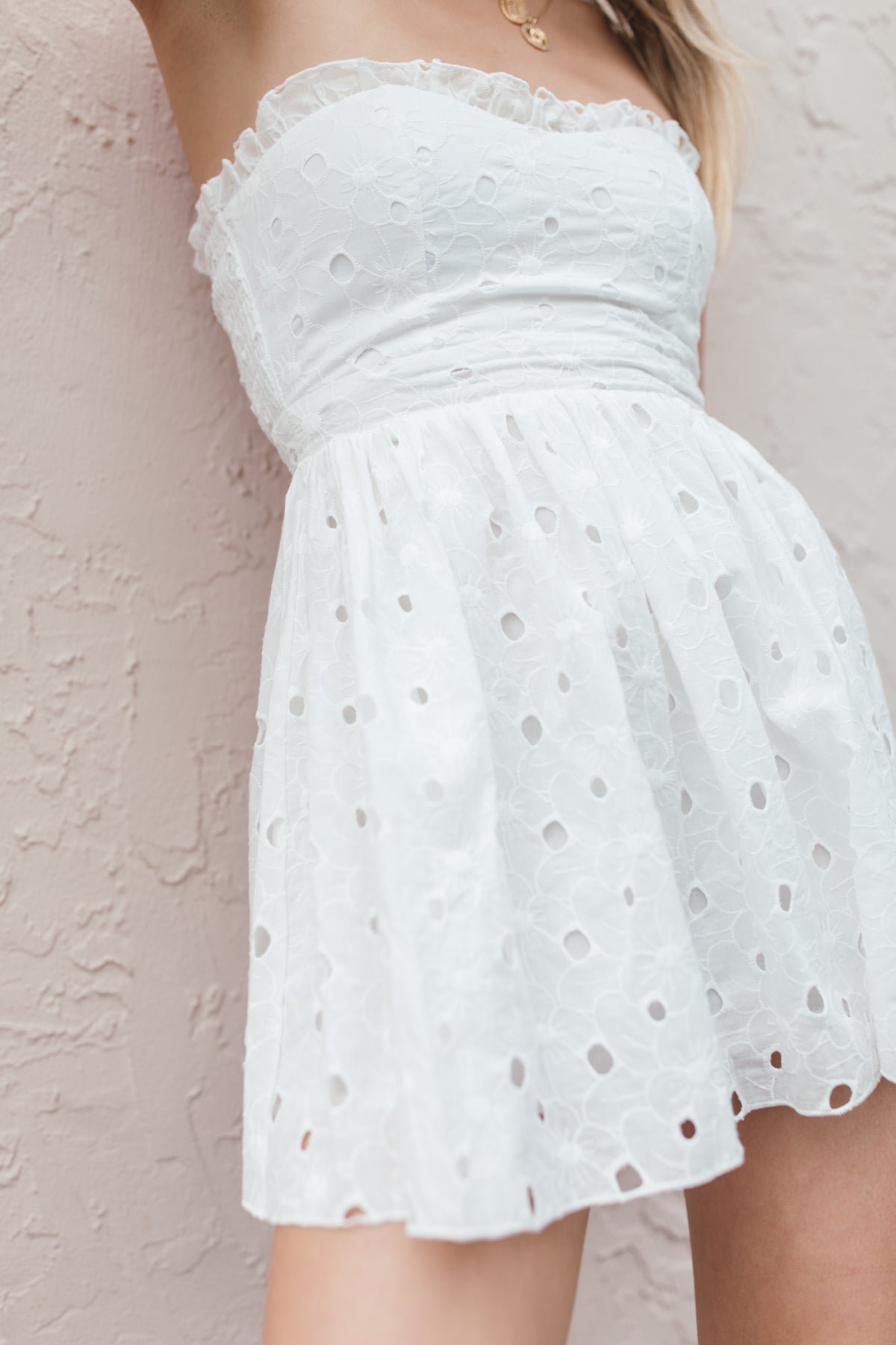 Lainey Eyelet Mini Dress, alternate, color, White