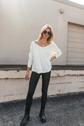 White Waffle Knit Top, alternate, color, White 