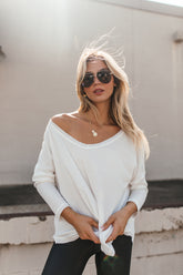 White Waffle Knit Top, alternate, color, White 