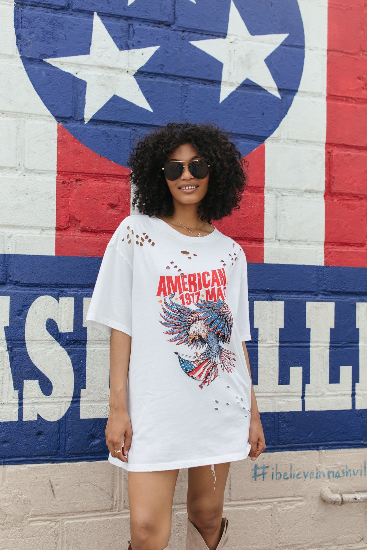 American Made White Graphic Tee, alternate, color, White