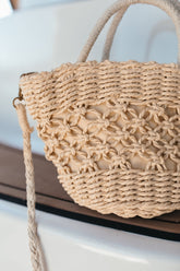 Nina Ivory Woven Handbag, alternate, color, Ivory