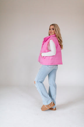 Bubblegum Puffer Vest, alternate, color, Bubblegum