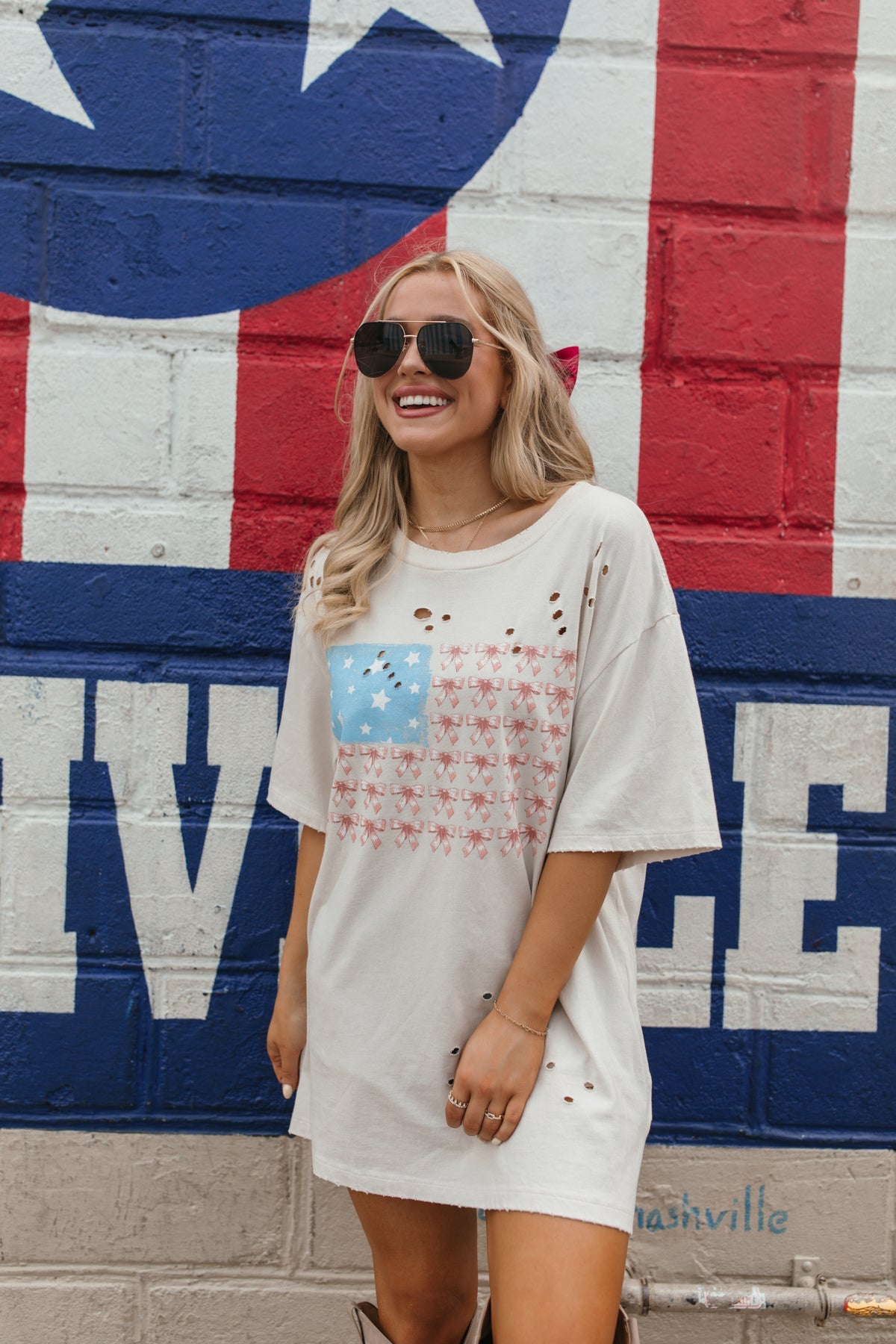 American Flag Distressed Graphic Tee, alternate, color, Khaki
