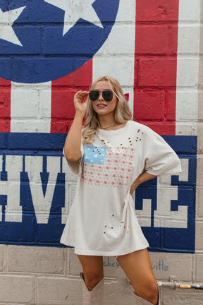 American Flag Distressed Graphic Tee, alternate, color, Khaki