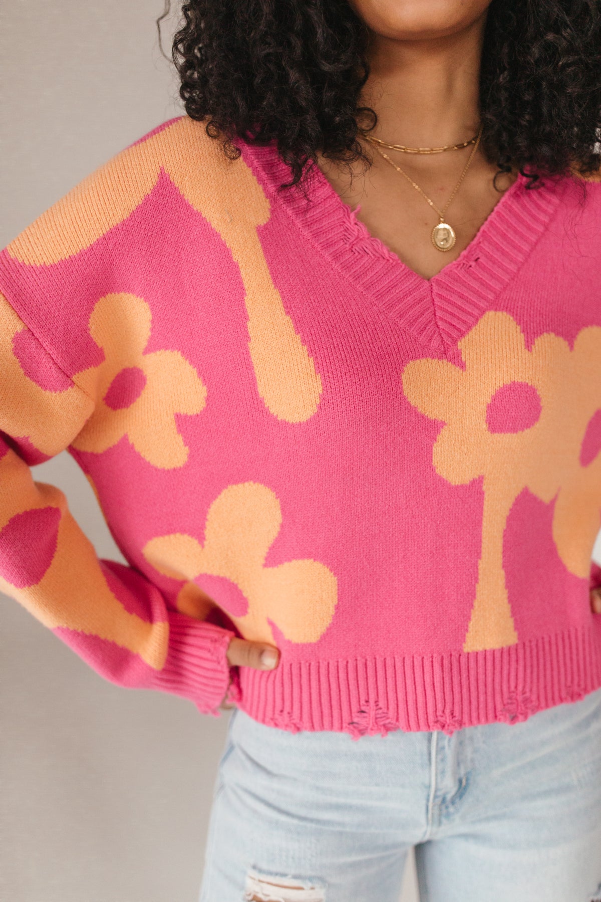 Davi Sweater, alternate, color, Hot Pink