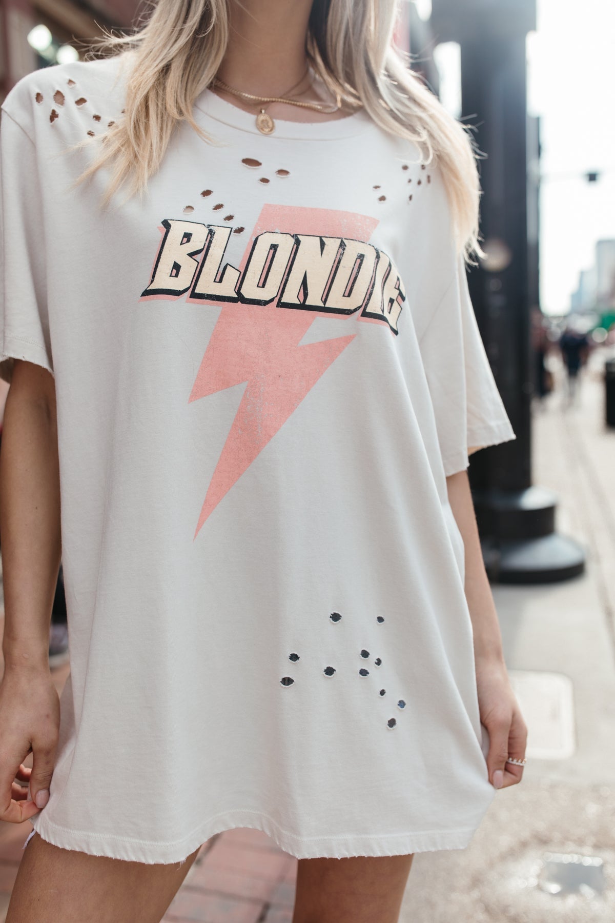 Blondie Distressed Graphic Tee, alternate, color, Bone