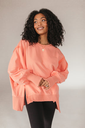 Journee Coral Sweatshirt, Alternate, Color, Coral