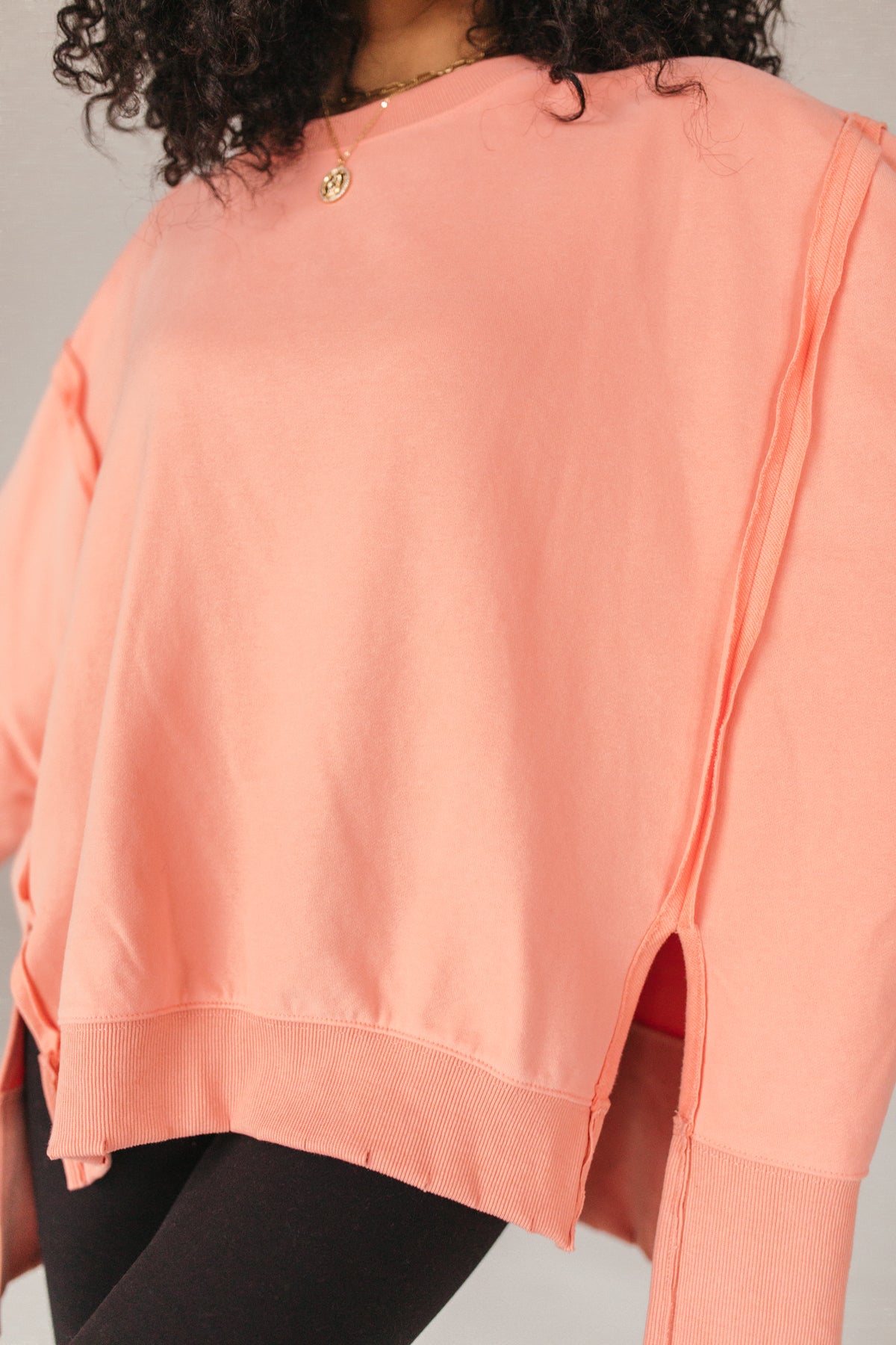 Journee Coral Sweatshirt, Alternate, Color, Coral