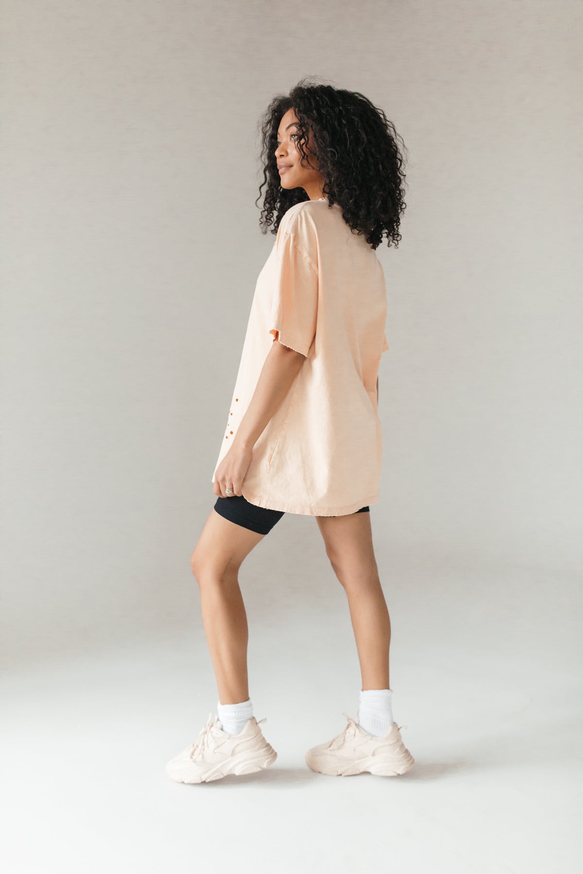 Distressed Oversized Tee, Alternate, Color, Tangerine