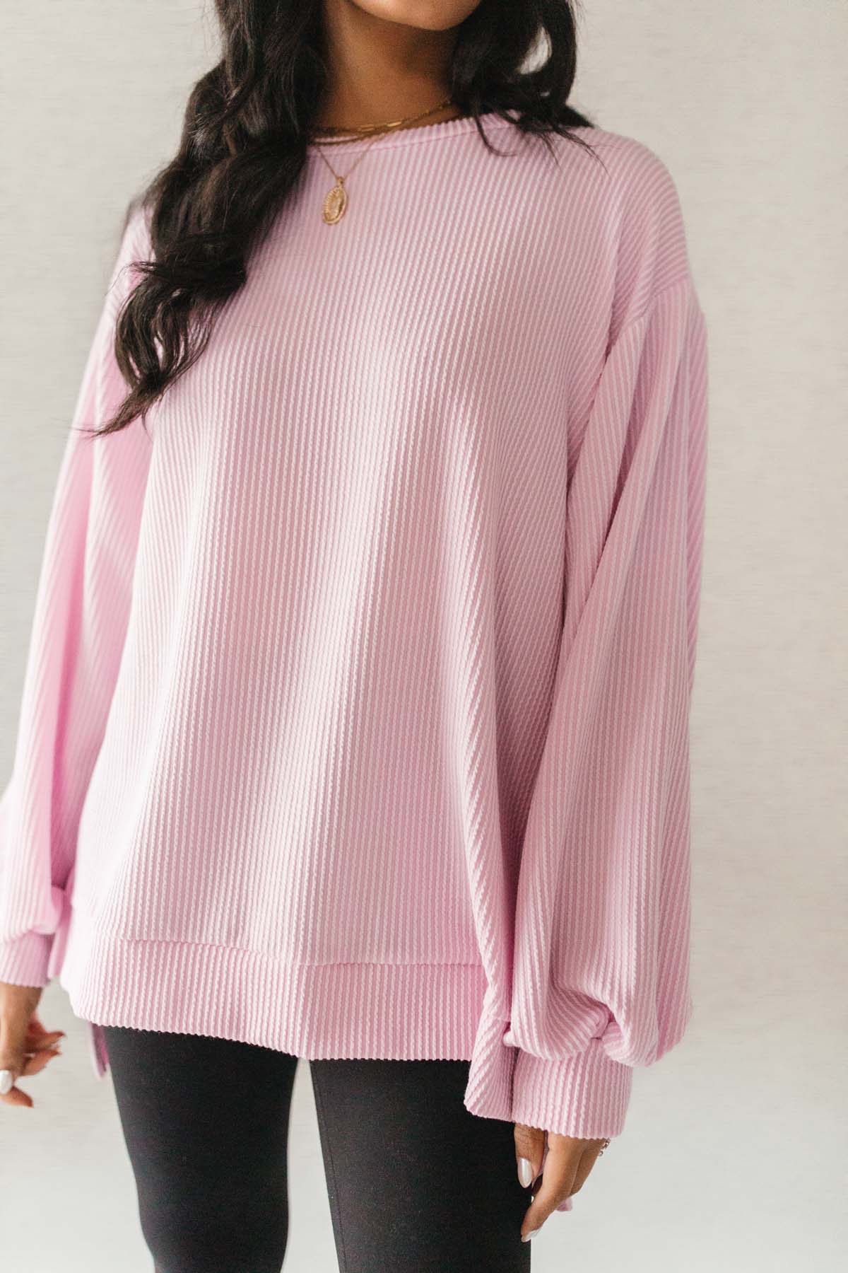 Bubblegum Corded Sweatshirt, alternate, color, Bubblegum