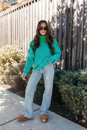 Mariah Turtleneck Sweater, alternate, color, Light Blue/Green