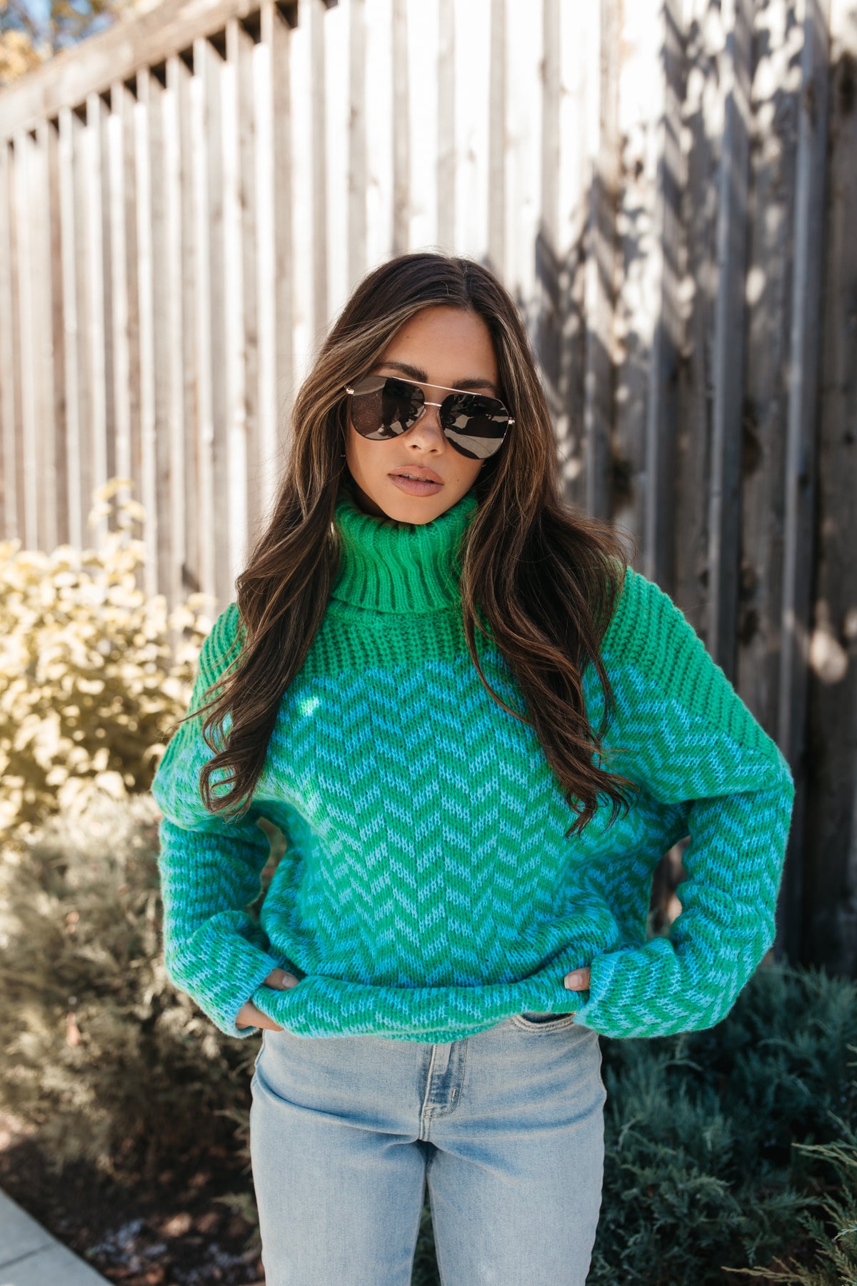 Mariah Turtleneck Sweater, alternate, color, Light Blue/Green